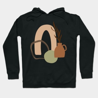 Minimal Modern  Abstract Shapes Leaf Terraccota  Vase Warm Tones  Design Hoodie